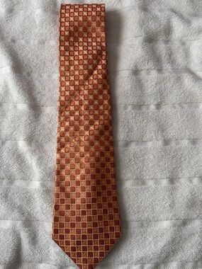 croft & barrow Orange, cream & light brown geometric Pattern Silk Tie